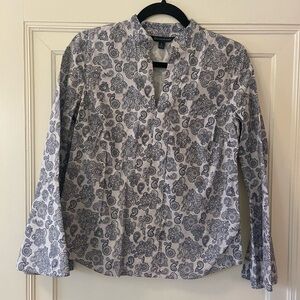Brooks Brothers Blue and White Paisley Shirt with Bell Sleeves